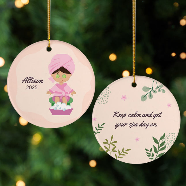 personalized personalized spa girl christmas ornament – Christmas ornament, holiday tree decoration or gift