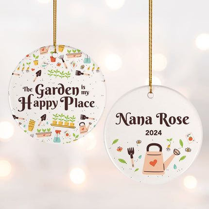 keepsake personalized garden happy place christmas ornament – Christmas ornament, holiday tree decoration or gift