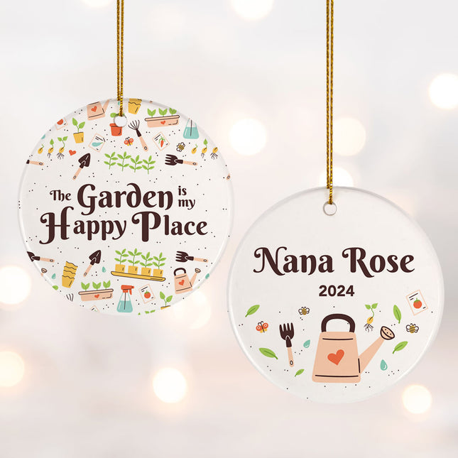 keepsake personalized garden happy place christmas ornament – Christmas ornament, holiday tree decoration or gift