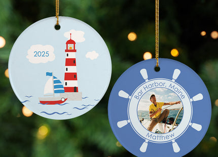 engraved personalized sail boat christmas ornament – Christmas ornament, holiday tree decoration or gift