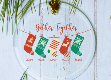 holiday personalized gather together 5 stockings christmas ornament – Christmas ornament, holiday tree decoration or gift