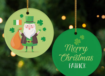 engraved personalized irish santa christmas ornament – Christmas ornament, holiday tree decoration or gift