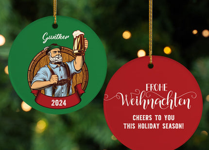 holiday personalized german santa christmas ornament – Christmas ornament, holiday tree decoration or gift