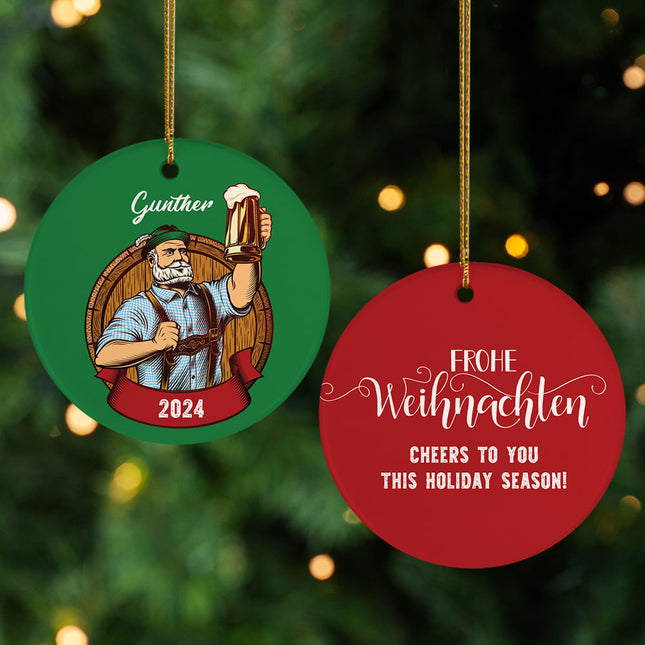 holiday personalized german santa christmas ornament – Christmas ornament, holiday tree decoration or gift