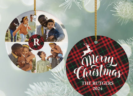 keepsake personalized plaid merry christmas ornament – Christmas ornament, holiday tree decoration or gift