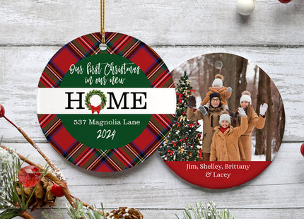 personalized personalized plaid new home family christmas ornament – Christmas ornament, holiday tree decoration or gift