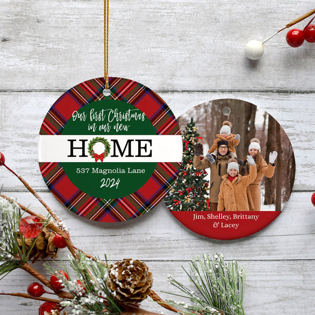 personalized personalized plaid new home family christmas ornament – Christmas ornament, holiday tree decoration or gift