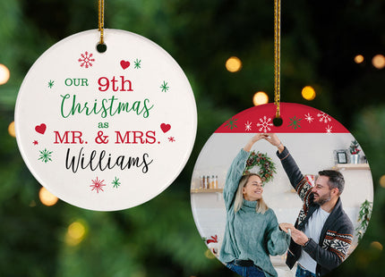 holiday personalized first christmas mr & mrs christmas ornament – Christmas ornament, holiday tree decoration or gift