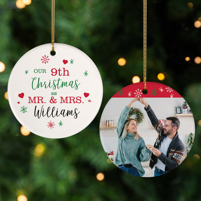 holiday personalized first christmas mr & mrs christmas ornament – Christmas ornament, holiday tree decoration or gift