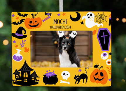 custom personalized yellow halloween christmas ornaments – Christmas ornament, holiday tree decoration or gift