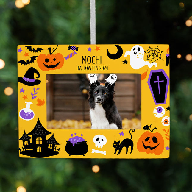 custom personalized yellow halloween christmas ornaments – Christmas ornament, holiday tree decoration or gift