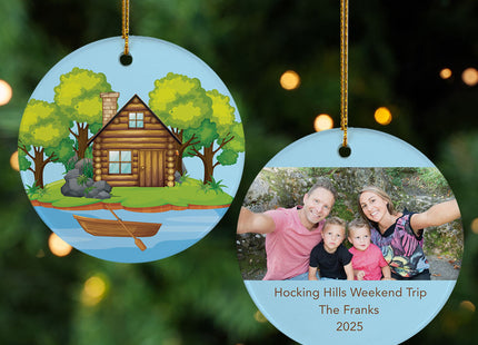 engraved personalized cabin vacation christmas ornament – Christmas ornament, holiday tree decoration or gift