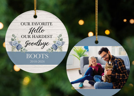 decorative personalized favorite hello hardest goodbye cat christmas ornament – Christmas ornament, holiday tree decoration o