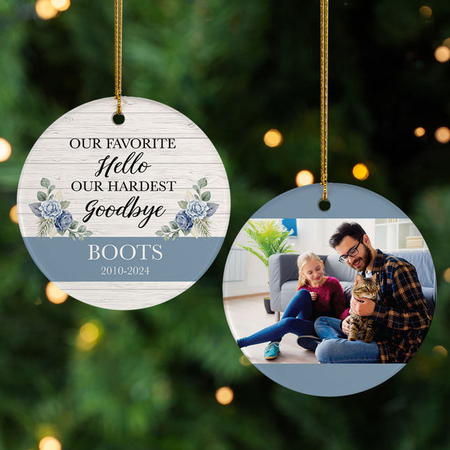 decorative personalized favorite hello hardest goodbye cat christmas ornament – Christmas ornament, holiday tree decoration o