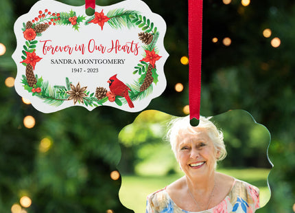 custom personalized cardinal wreath christmas ornament – Christmas ornament, holiday tree decoration or gift