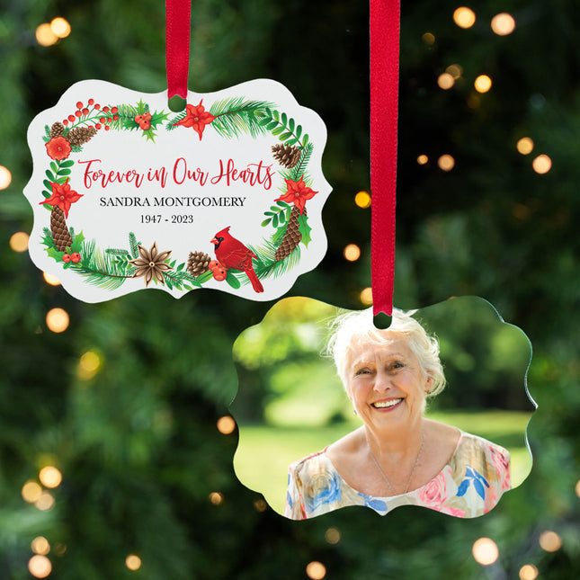 custom personalized cardinal wreath christmas ornament – Christmas ornament, holiday tree decoration or gift