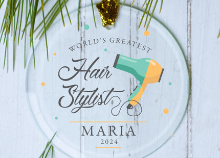 custom personalized world?s greatest hair stylist christmas ornament – Christmas ornament, holiday tree decoration or gift