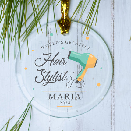 custom personalized world?s greatest hair stylist christmas ornament – Christmas ornament, holiday tree decoration or gift