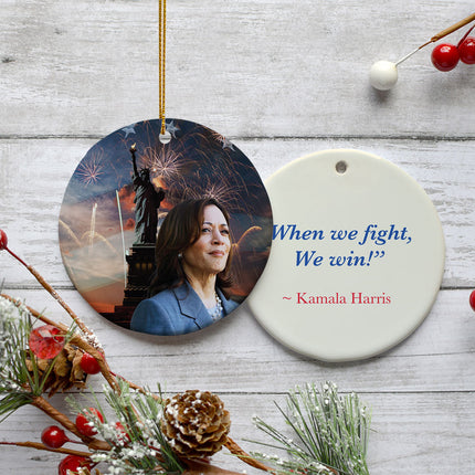 holiday kamala & lady liberty christmas ornament – Christmas ornament, holiday tree decoration or gift