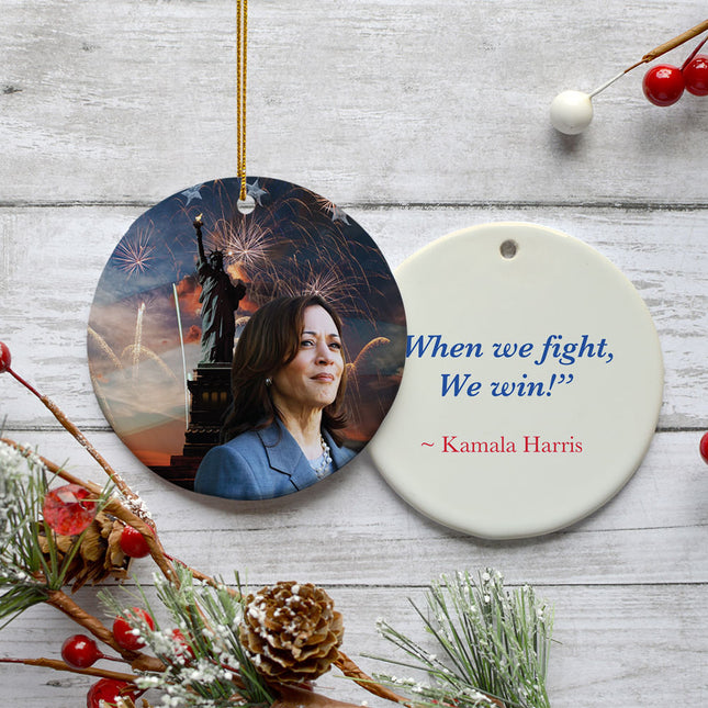 holiday kamala & lady liberty christmas ornament – Christmas ornament, holiday tree decoration or gift