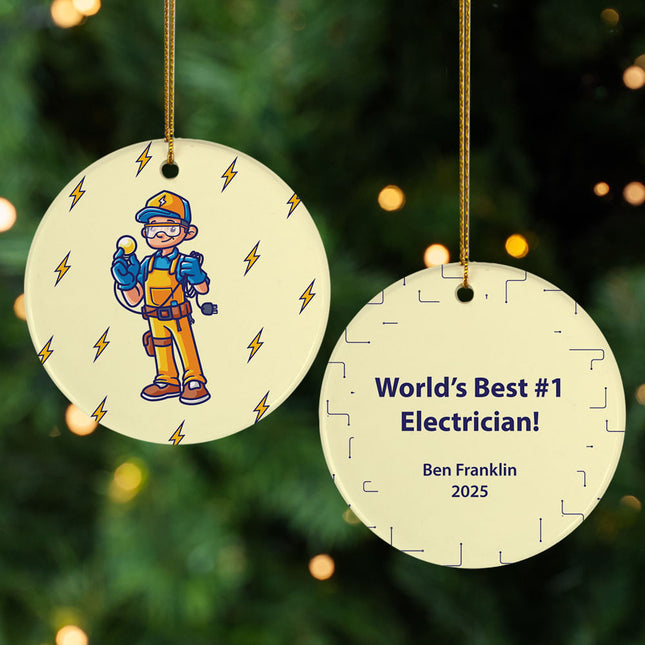 custom personalized electrician christmas ornament – Christmas ornament, holiday tree decoration or gift