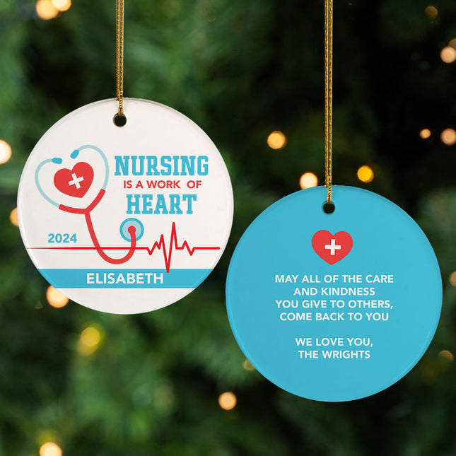 custom personalized nurse work of heart christmas ornament – Christmas ornament, holiday tree decoration or gift