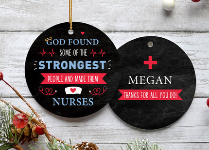 decorative personalized strongest people are nurses christmas ornament – Christmas ornament, holiday tree decoration or gift