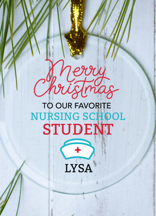 Personalized Nurse Student Christmas Ornament by ORNAMENT SHOP EXCLUSIVE Personalized Glass Ornament
