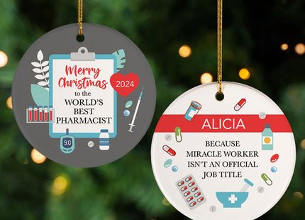 personalized personalized best pharmacist christmas ornament – Christmas ornament, holiday tree decoration or gift