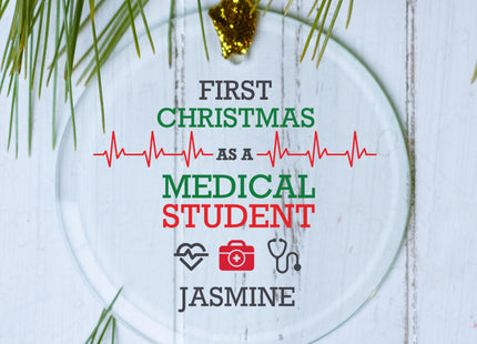 engraved personalized medical students first christmas ornament – Christmas ornament, holiday tree decoration or gift
