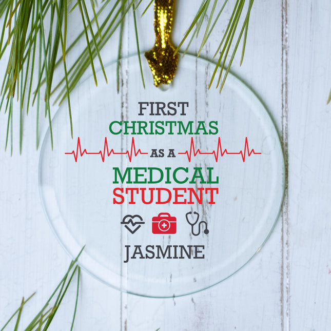engraved personalized medical students first christmas ornament – Christmas ornament, holiday tree decoration or gift