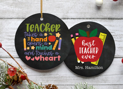 decorative personalized teacher word cloud christmas ornament – Christmas ornament, holiday tree decoration or gift
