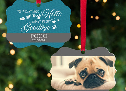 holiday personalized favorite hello hardest goodbye dog christmas ornament – Christmas ornament, holiday tree decoration or g