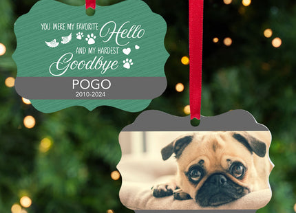decorative personalized favorite hello hardest goodbye dog christmas ornament – Christmas ornament, holiday tree decoration o