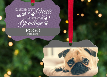 keepsake personalized favorite hello hardest goodbye dog christmas ornament – Christmas ornament, holiday tree decoration or 