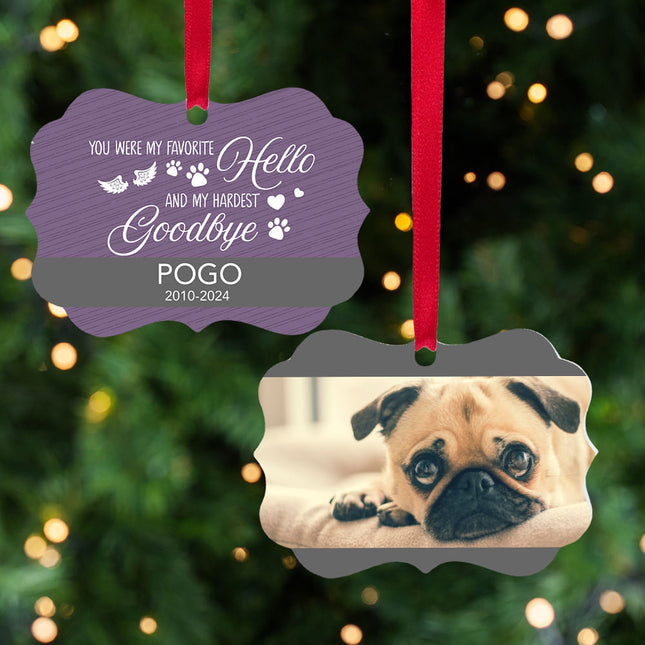 keepsake personalized favorite hello hardest goodbye dog christmas ornament – Christmas ornament, holiday tree decoration or 