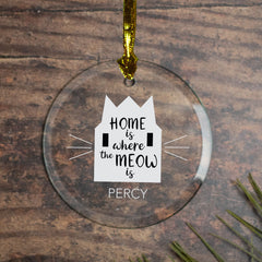 decorative personalized home is where the meow is christmas ornament – Christmas ornament, holiday tree decoration or gift