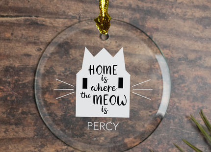 decorative personalized home is where the meow is christmas ornament – Christmas ornament, holiday tree decoration or gift