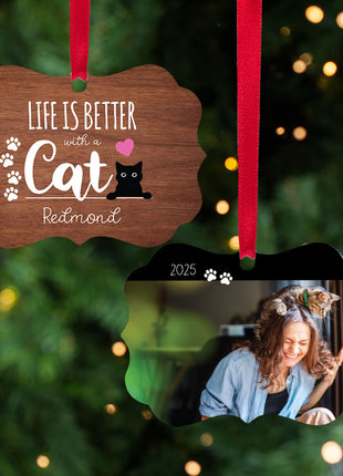 Personalized "Life Is Better With a Cat" Ornament Personalized Ornament by ORNAMENT SHOP EXCLUSIVE