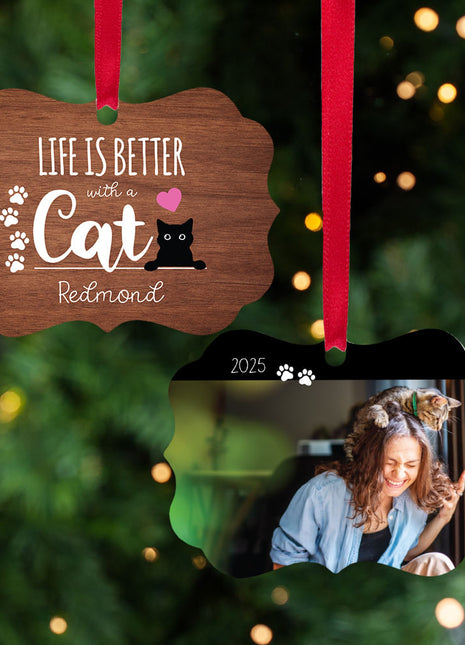 Personalized "Life Is Better With a Cat" Ornament Personalized Ornament by ORNAMENT SHOP EXCLUSIVE