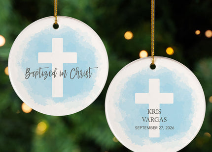 engraved personalized baptized in christ christmas ornament – Christmas ornament, holiday tree decoration or gift