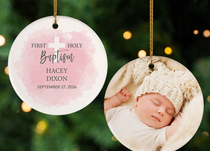holiday personalized first holy baptism christmas ornament – Christmas ornament, holiday tree decoration or gift