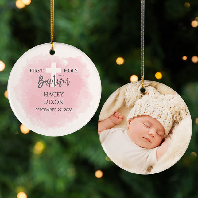 holiday personalized first holy baptism christmas ornament – Christmas ornament, holiday tree decoration or gift