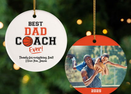 decorative personalized best dad coach basketball christmas ornament – Christmas ornament, holiday tree decoration or gift