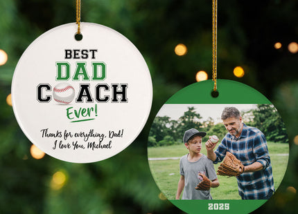 custom personalized best dad coach ever christmas ornament – Christmas ornament, holiday tree decoration or gift