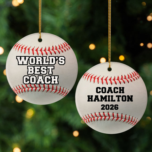 keepsake personalized world's best baseball coach christmas ornament – Christmas ornament, holiday tree decoration or gift