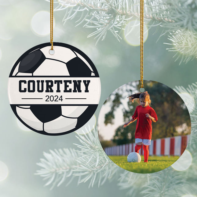 keepsake personalized soccer with photo christmas ornament – Christmas ornament, holiday tree decoration or gift