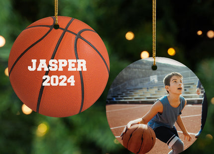 decorative personalized basketball photo christmas ornament – Christmas ornament, holiday tree decoration or gift