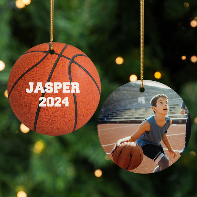 decorative personalized basketball photo christmas ornament – Christmas ornament, holiday tree decoration or gift