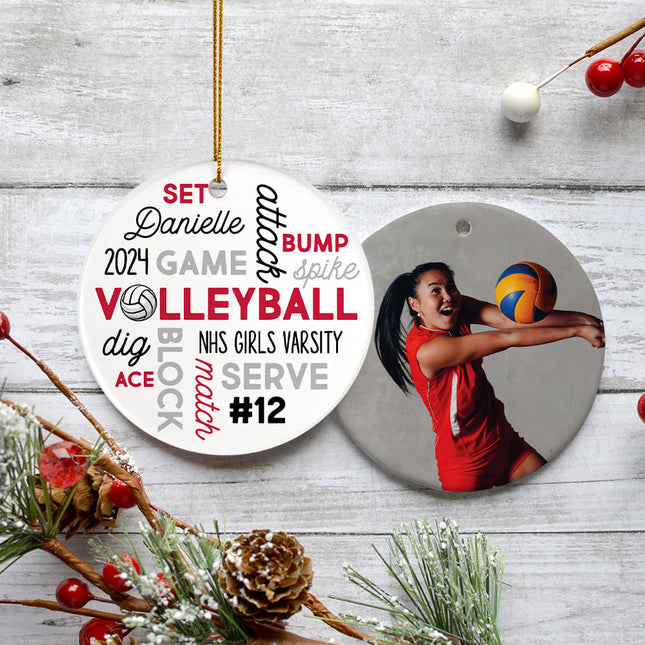 engraved personalized volleyball word cloud christmas ornament – Christmas ornament, holiday tree decoration or gift